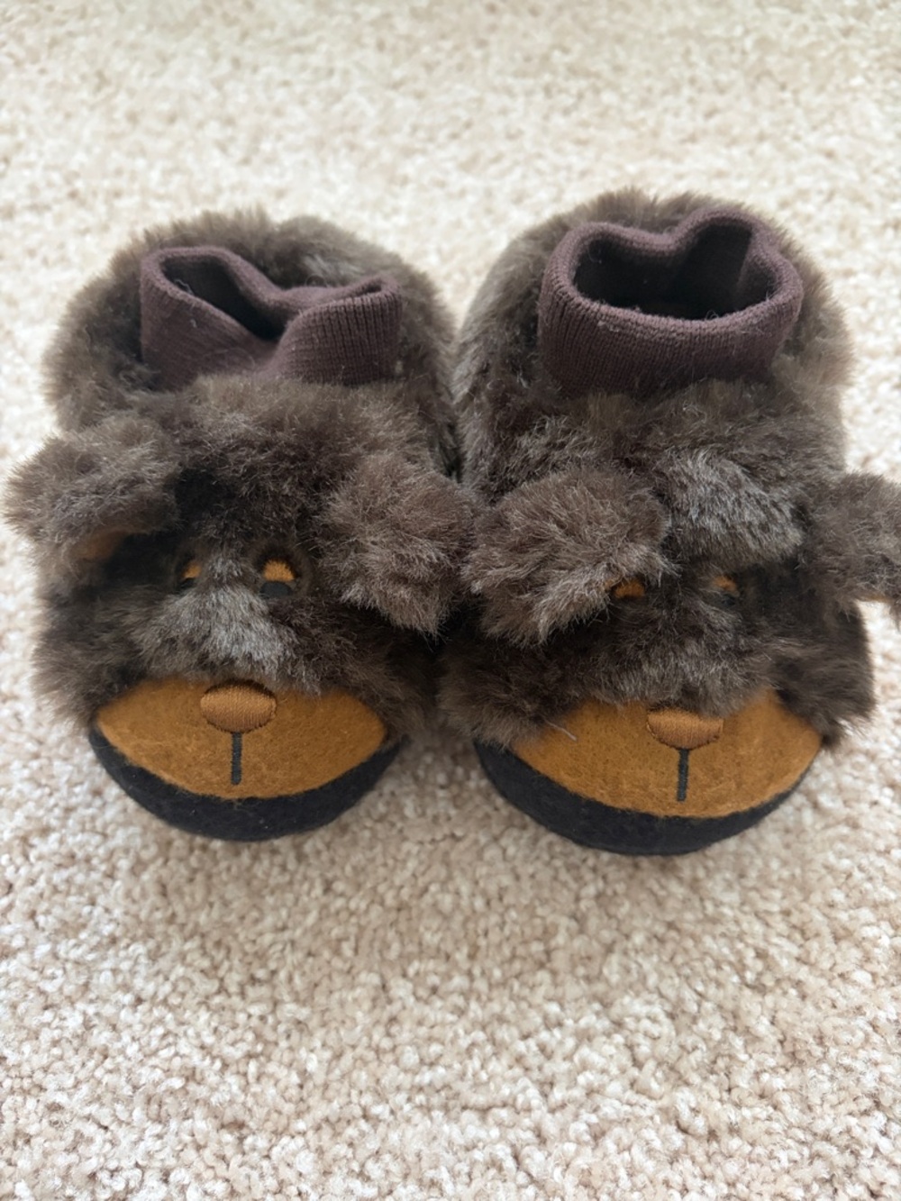 L.L. Bean Brown Plush Bear Kids Slippers